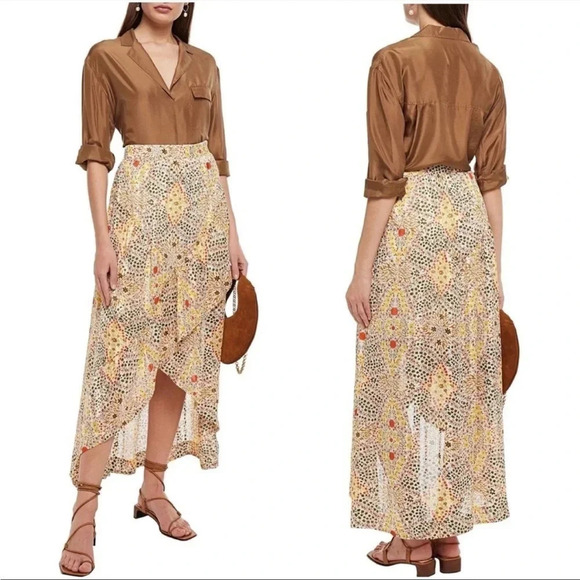 Ba&sh jupe hall floral satin asymmetrical midi skirt - Picture 1 of 12